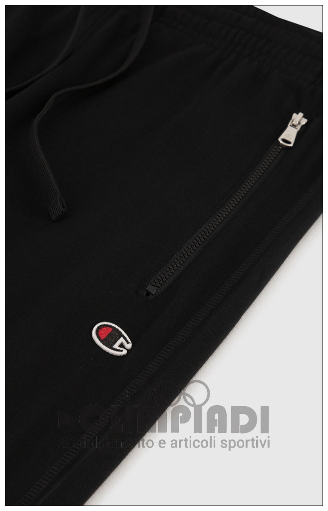 Pantaloni Tuta Uomo Champion Rib Cuff - 220807 Neri | Tasche con Zip cotone french terry