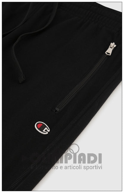 Pantaloni Tuta Uomo Champion Rib Cuff - 220807 Neri | Tasche con Zip cotone french terry