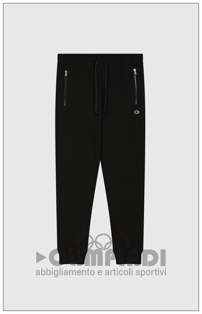 Pantaloni Tuta Uomo Champion Rib Cuff - 220807 Neri | Tasche con Zip cotone french terry
