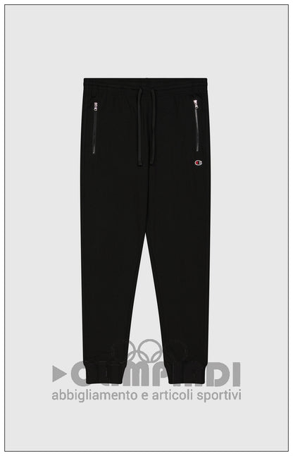 Pantaloni Tuta Uomo Champion Rib Cuff - 220807 Neri | Tasche con Zip cotone french terry