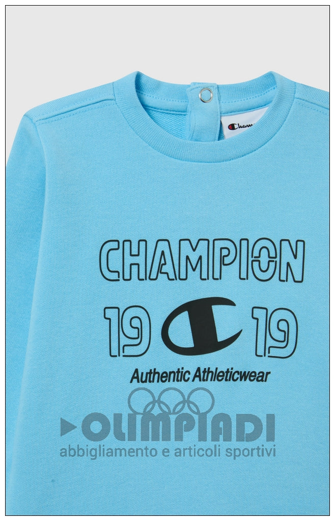 Tuta Neonato Champion Crewneck Suit - 307561 Azzurra e Blu Navy | Misto Cotone
