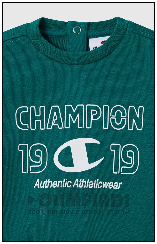 Tuta Neonato Champion Crewneck Suit - 307561 Verde e Blu | French Terry