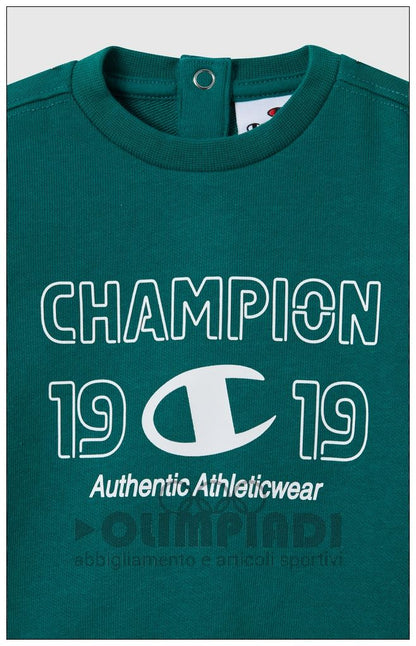 Tuta Neonato Champion Crewneck Suit - 307561 Verde e Blu | French Terry
