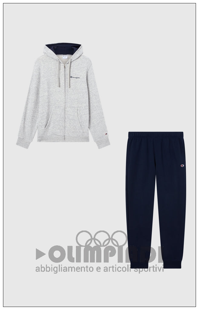 Tuta Uomo Champion Hooded Full Zip - 222249 Grigia e Blu | Cotone