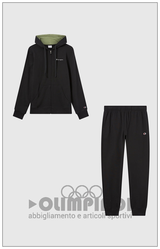 Tuta Uomo Champion Hooded Full Zip - 222249 Nera | Misto Cotone