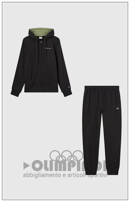 Tuta Uomo Champion Hooded Full Zip - 222249 Nera | Misto Cotone