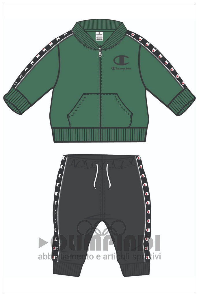 Tuta Bambino Champion Sweatsuit - 307583 Verde e Nera | Bande Logate