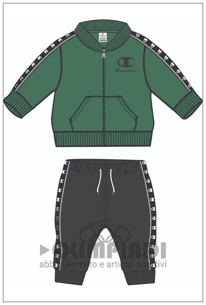 Tuta Bambino Champion Sweatsuit - 307583 Verde e Nera | Bande Logate
