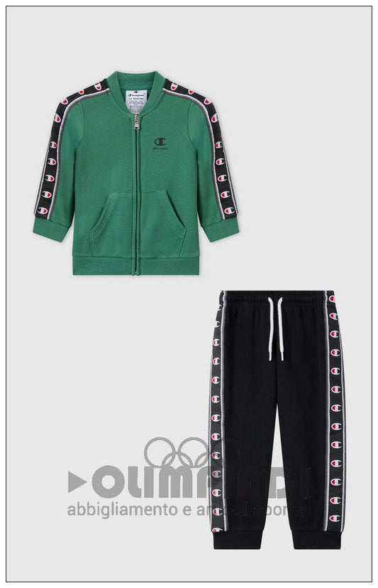 Tuta Bambino Champion Sweatsuit - 307583 Verde e Nera | Bande Logate