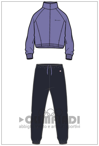 Tuta Bambina Champion Sweatsuit - 405380 Lilla e Nera | Misto Cotone