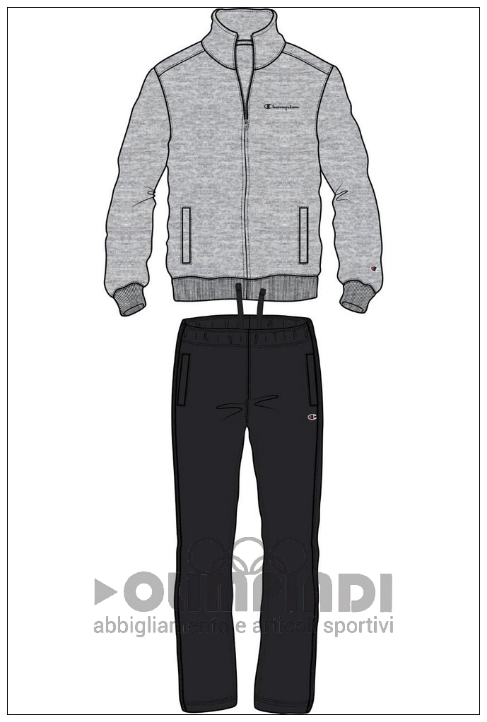 Tuta Uomo Champion Full Zip - 222248 Grigia e Nera | French Terry