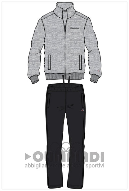 Tuta Uomo Champion Full Zip - 222248 Grigia e Nera | French Terry