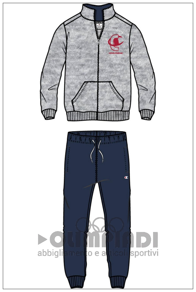 Tuta Ragazzo Champion Full Zip - 307536 Grigia e Blu | French Terry