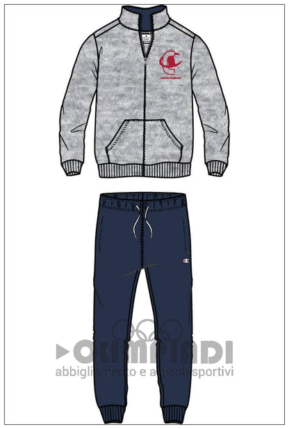 Tuta Ragazzo Champion Full Zip - 307536 Grigia e Blu | French Terry