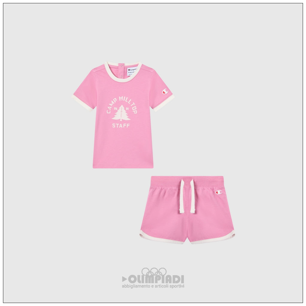 Completo Estivo Bambina Champion - 405369 Rosa e Bianco | Set 2 Pezzi