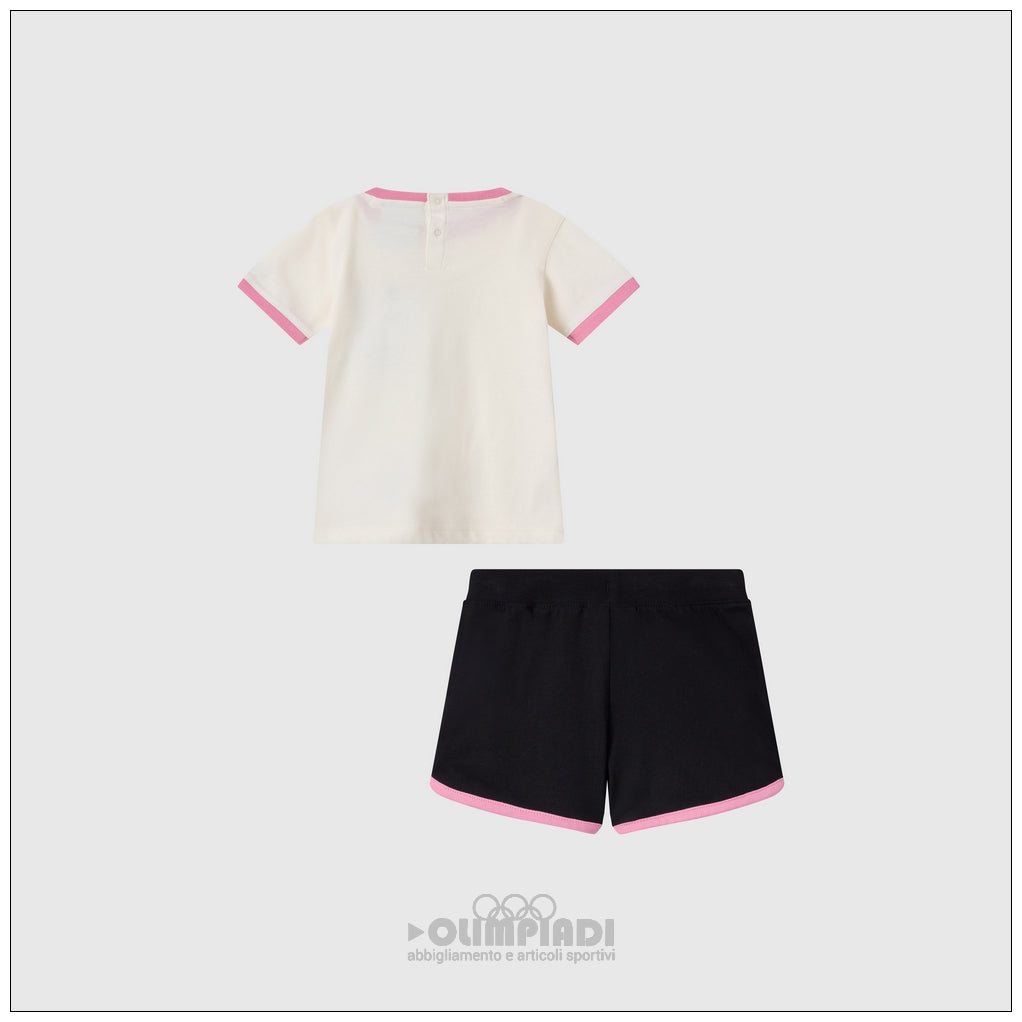 Completo Estivo Bambina Champion - 405369 Panna e Nero | Set 2 Pezzi