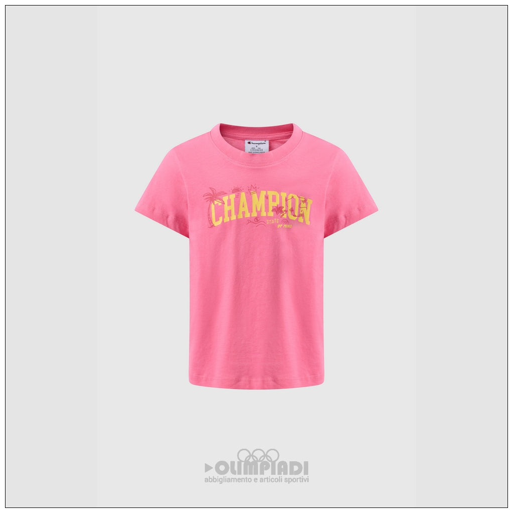 T-Shirt Bambina Champion - 405375 Rosa | Logo Grafico Colorato