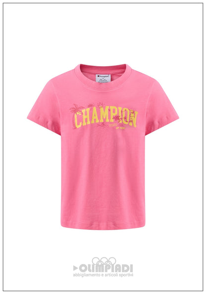 T-Shirt Bambina Champion - 405375 Rosa | Logo Grafico Colorato