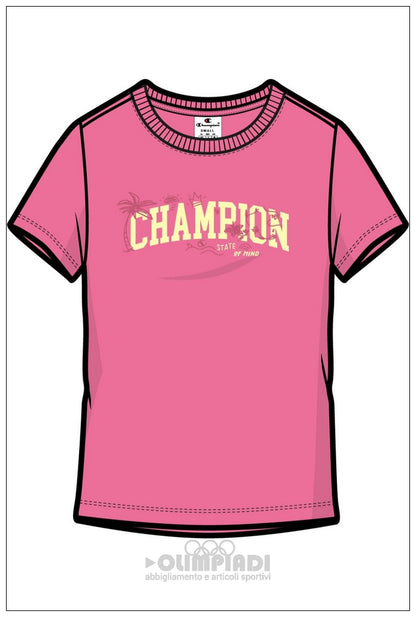 T-Shirt Bambina Champion - 405375 Rosa | Logo Grafico Colorato