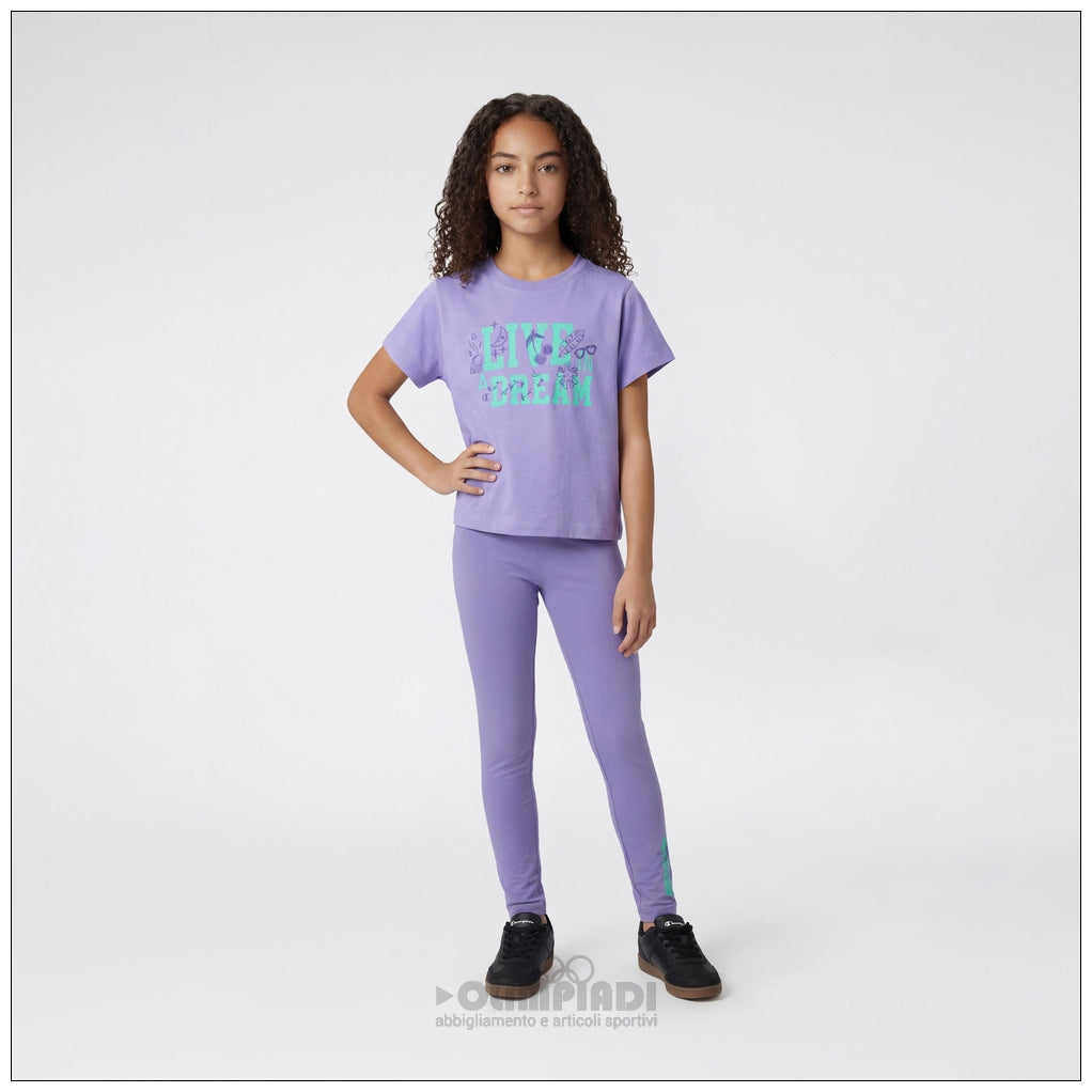 T-Shirt Bambina Champion - 405376 Lilla | Logo Grafico