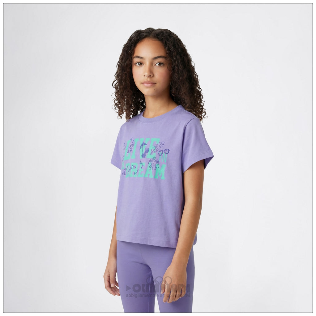 T-Shirt Bambina Champion - 405376 Lilla | Logo Grafico