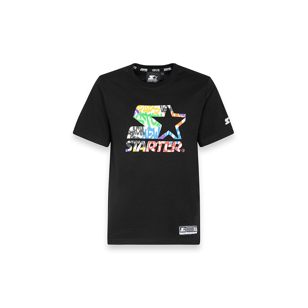 T-Shirt Bambino Starter 1568 Nera | Maglia con Stampa Sportiva