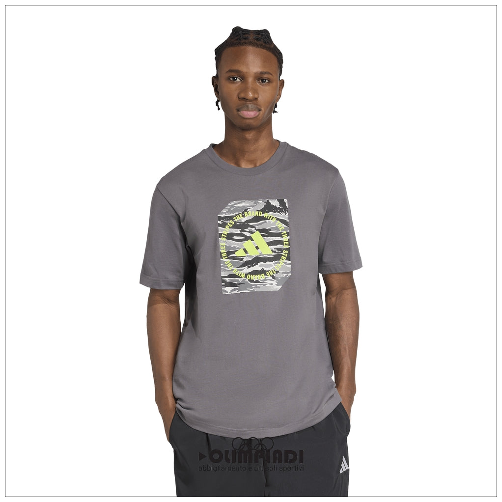 T-Shirt Ragazzo Adidas Camo Box - KB7317 Grigia | Stampa Camouflage