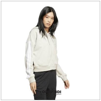Felpa Donna Adidas Essentials 3-Stripes Full-Zip - JW1821 | French Terry