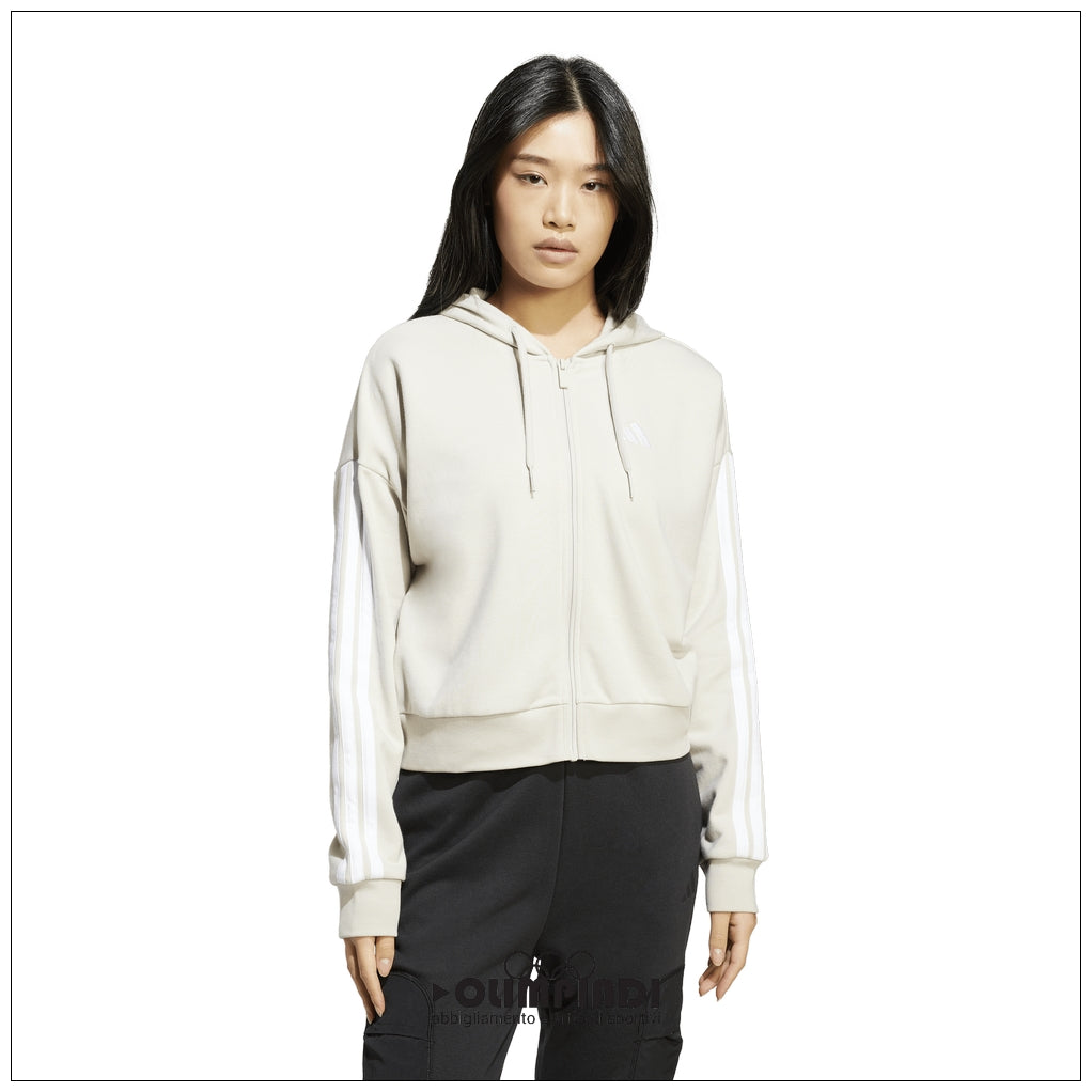 Felpa Donna Adidas Essentials 3-Stripes Full-Zip - JW1821 | French Terry