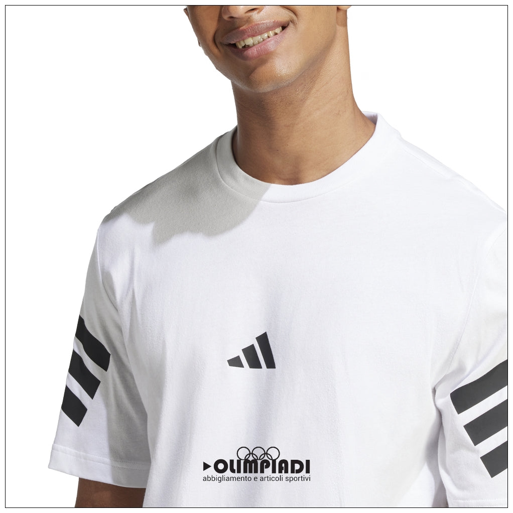 T-Shirt Uomo Adidas Future Icons 3-Stripes - JD4880 Bianco | Regular Fit