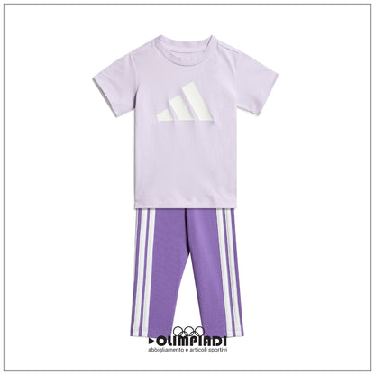 Completo Estivo Neonato Adidas 3-Stripes Set - JY8618 Lilla