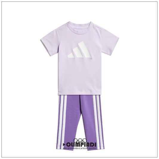 Completo Estivo Neonato Adidas 3-Stripes Set - JY8618 Lilla