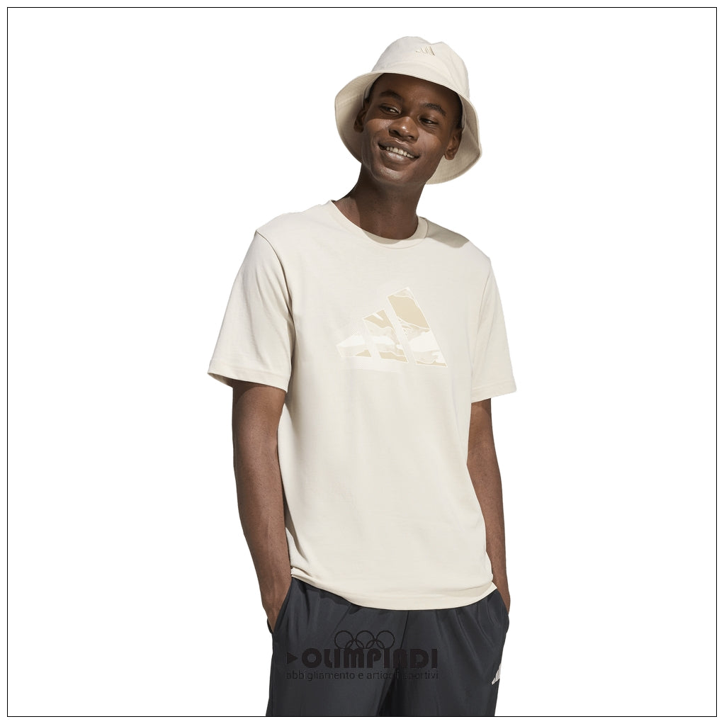 T-Shirt Uomo Adidas Camo Modern Logo - JZ7495 Beige