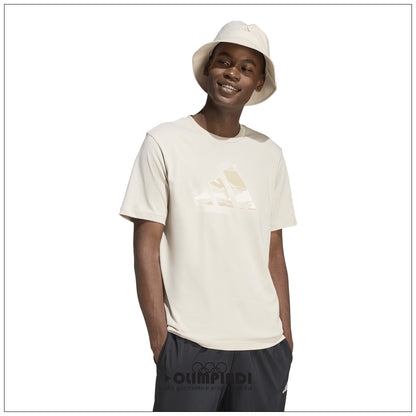 T-Shirt Uomo Adidas Camo Modern Logo - JZ7495 Beige