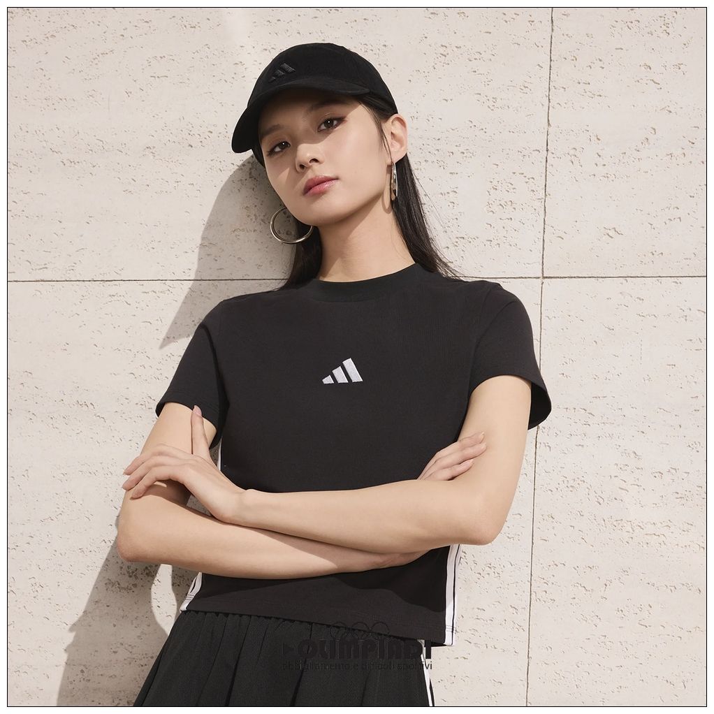 T-Shirt Donna Adidas 3-Stripes Baby Tee - JC8325 Nero