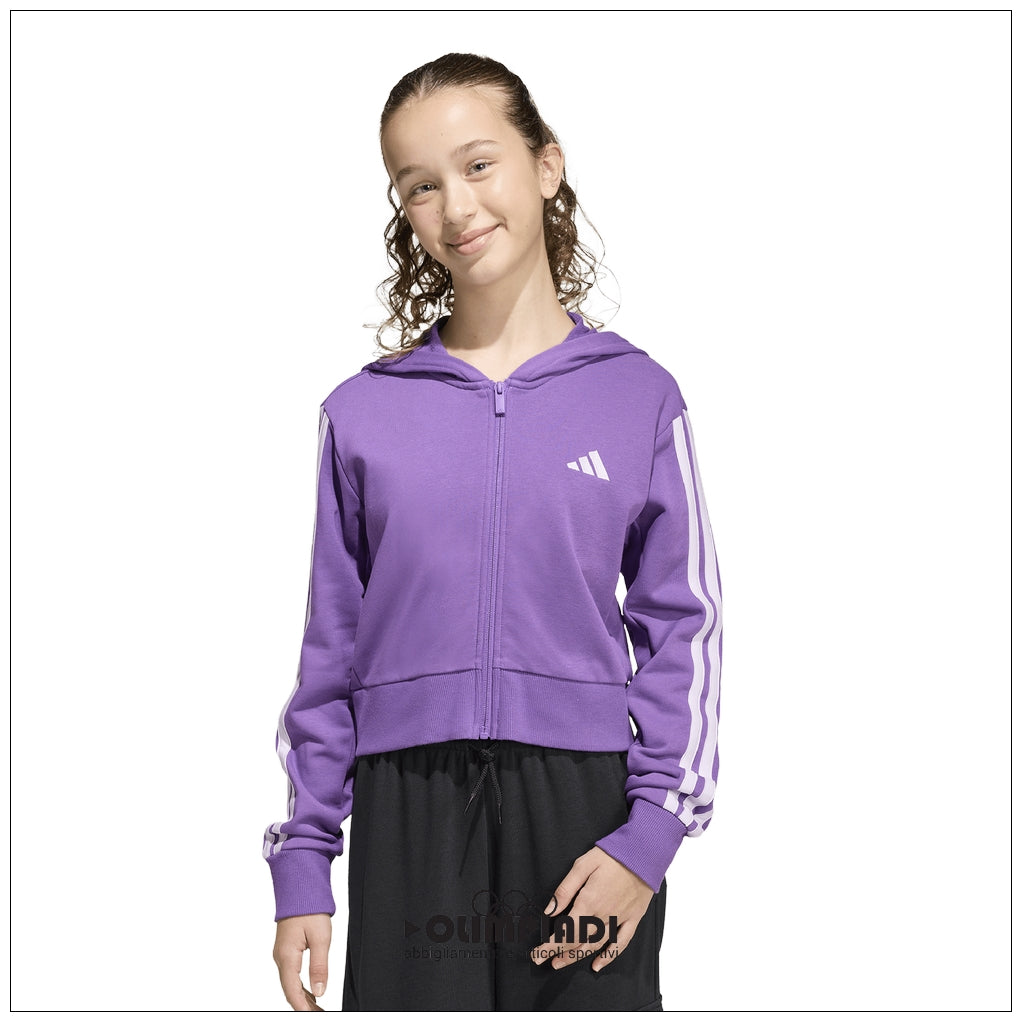 Felpa Cropped Ragazza Adidas 3-Stripes Full Zip - KE3013