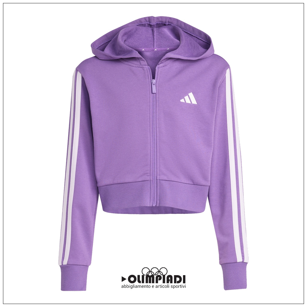 Felpa Cropped Ragazza Adidas 3-Stripes Full Zip - KE3013