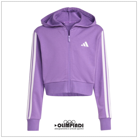 Felpa Cropped Ragazza Adidas 3-Stripes Full Zip - KE3013
