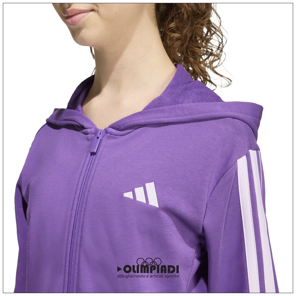 Felpa Cropped Ragazza Adidas 3-Stripes Full Zip - KE3013