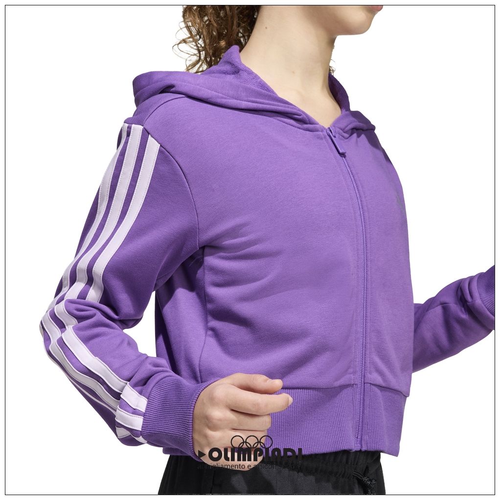 Felpa Cropped Ragazza Adidas 3-Stripes Full Zip - KE3013