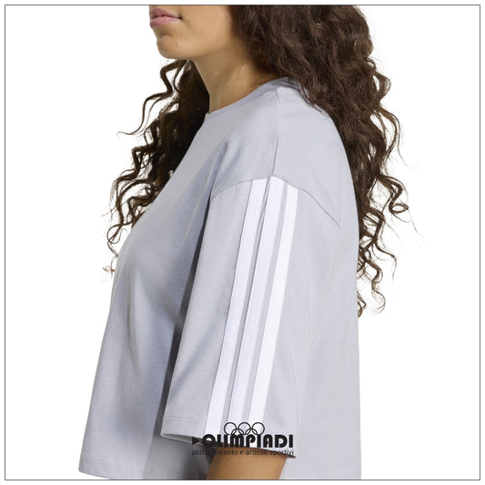 T-Shirt Donna Adidas 3-Stripes Single Jersey - KC5225 | Halo Silver