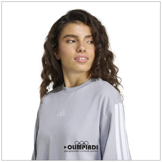 T-Shirt Donna Adidas 3-Stripes Single Jersey - KC5225 | Halo Silver
