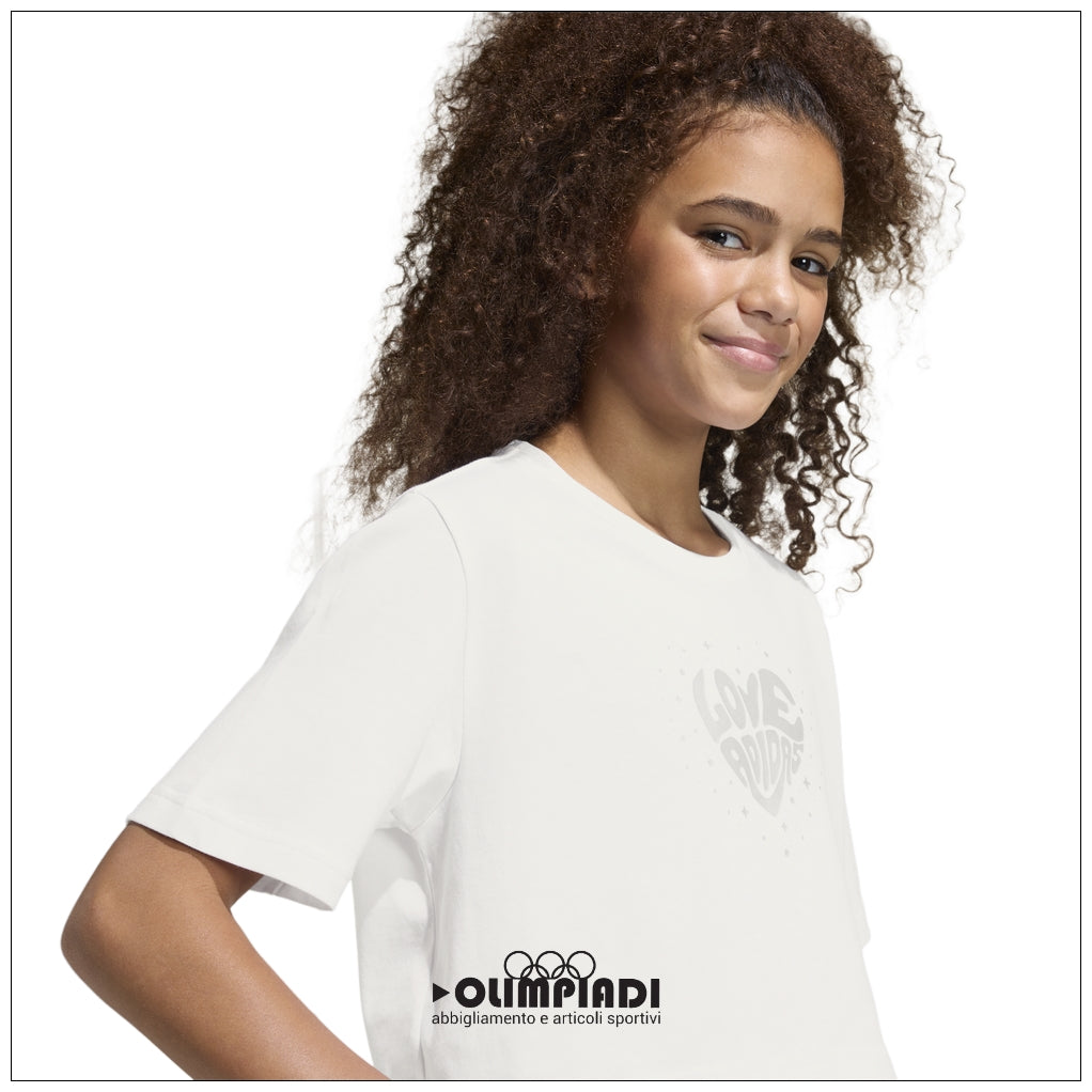 T-Shirt Ragazza Adidas Glam Tee - KA2972 | Bianco