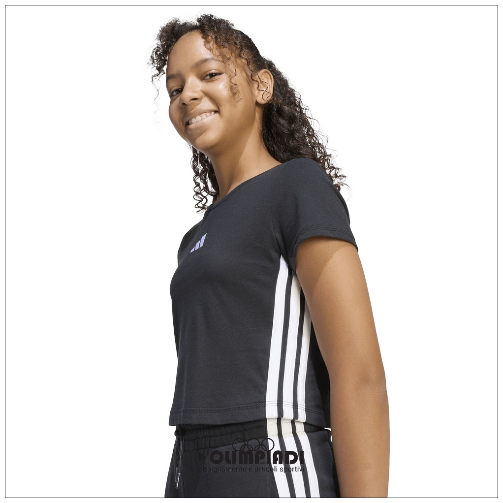 T-Shirt Ragazza Adidas 3-Stripes Baby Tee - JZ1211 | Nero