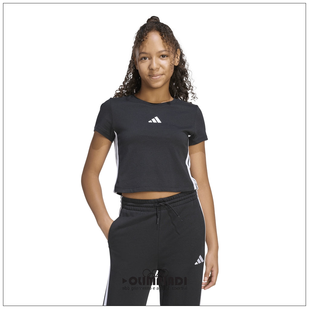 T-Shirt Ragazza Adidas 3-Stripes Baby Tee - JZ1211 | Nero