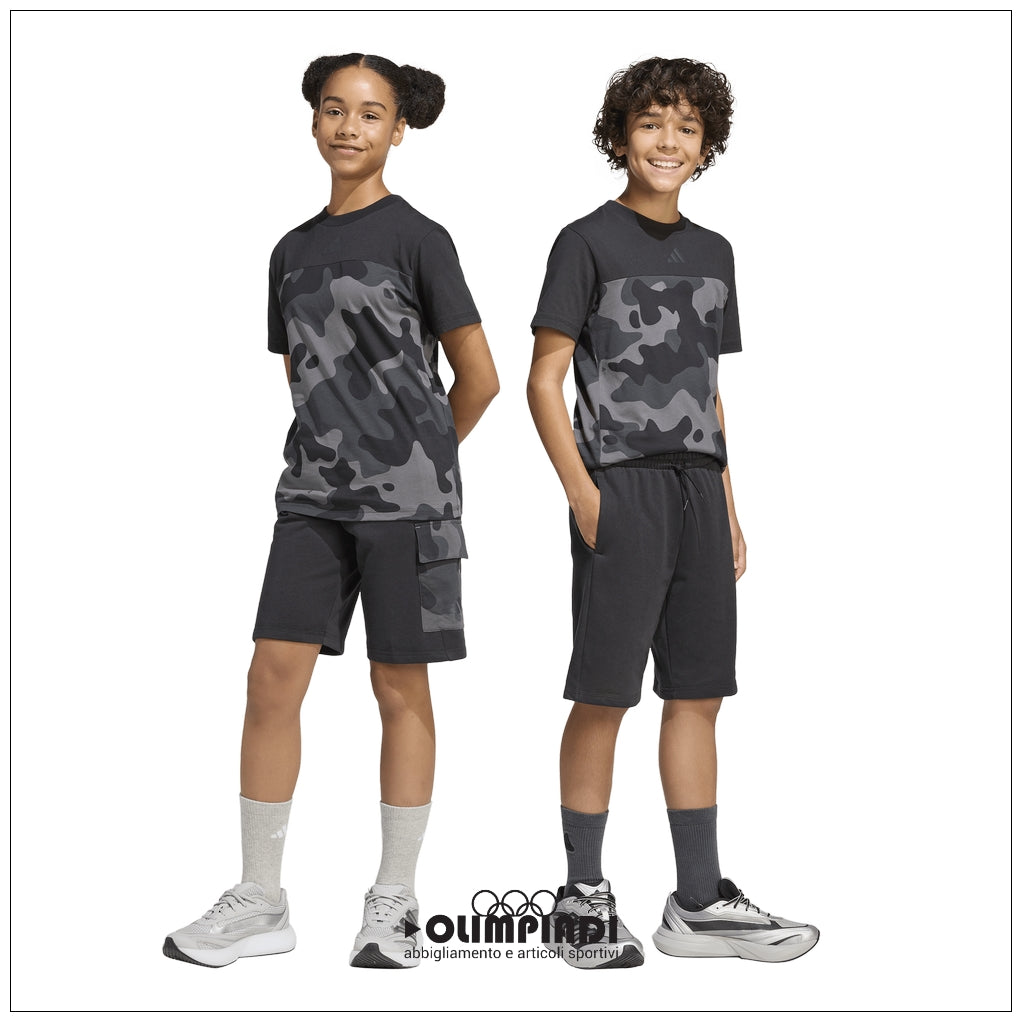 Pantaloncini Ragazzo Adidas Camo French Terry Shorts - KB6840 | Nero