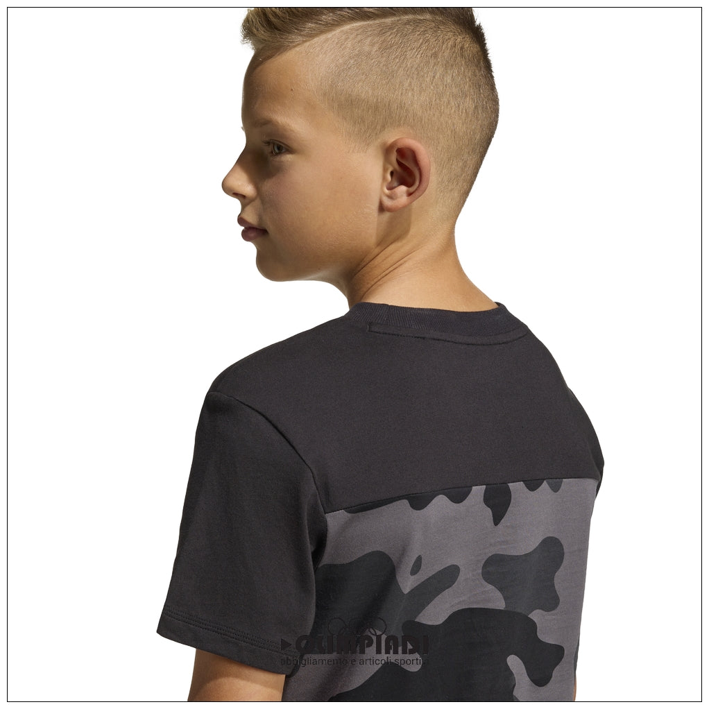 T-Shirt Ragazzo/a Adidas Camo Tee - KS1518 | Nero e Carbon