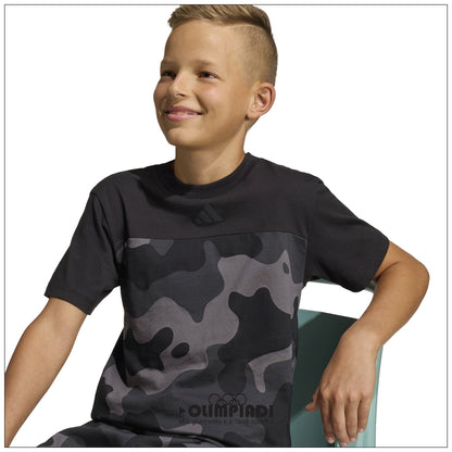 T-Shirt Ragazzo/a Adidas Camo Tee - KS1518 | Nero e Carbon