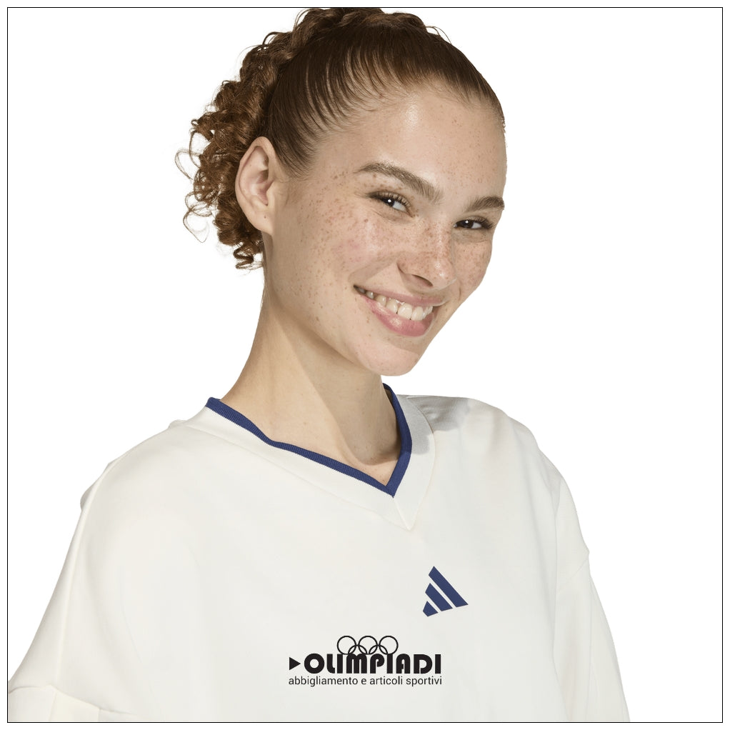 Felpa Cropped Donna Adidas Statement Seasonal - JZ1074 | Bianco Panna