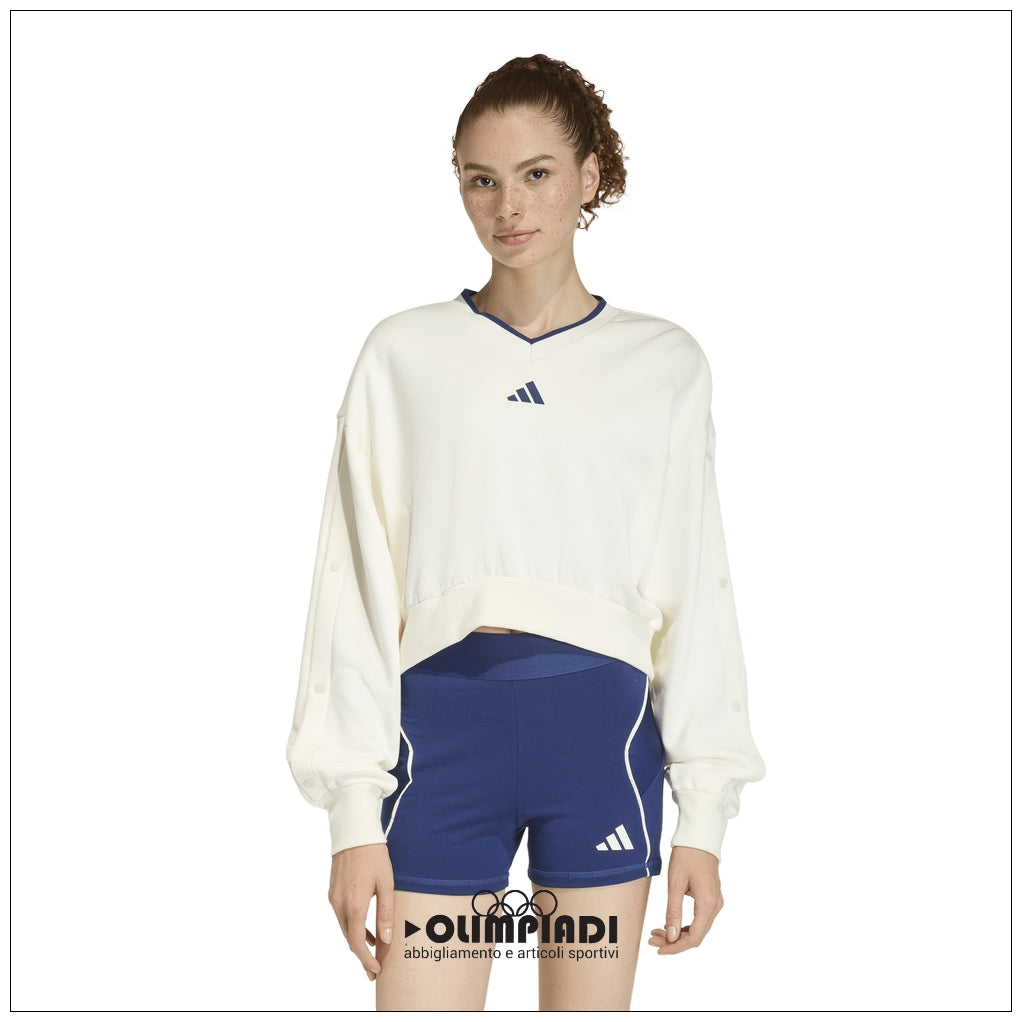 Felpa Cropped Donna Adidas Statement Seasonal - JZ1074 | Bianco Panna
